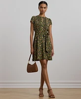 Lauren Ralph Women's Floral Belted Georgette Pintucked Dress