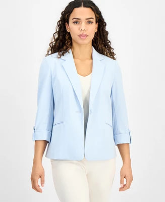 Ak Anne Klein Petite Cool Crepe Single Button Jacket