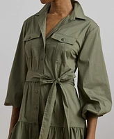 Lauren Ralph Women's Belted Cotton-Blend Shirtdress