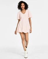 Seni & Cade Juniors' Embroidered Cotton Bubble-Hem Dress