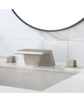 Boyel Living Double Handle 8-Inch Center Widespread Bathroom Faucet 3 Hole Bathroom Sink Facuet Waterfall Spout