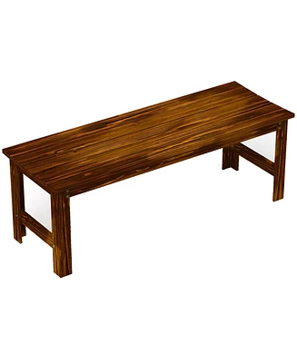 Outsunny 2-Seat Wood Garden Bench, Patio Bench w/ Slatted Seat,