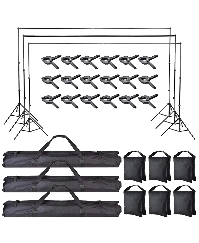 7x10Ft Photography Background Backdrop Support Stand Kit For Live Stream 3 Packs