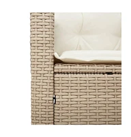 Patio Chair with Cushions Beige Poly Rattan