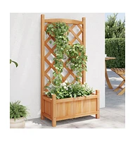 Planter with Trellis Brown Solid Wood Fir