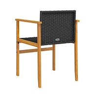 Patio Chairs 2 pcs Poly Rattan&Solid Wood