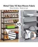 Tribesigns 10-Tier Shoe Rack Metal with Hooks, Large Capacity Home Shoe Rack, Tall Shoe Storage Organizer for 50 Pairs, Space Saving Shoe Organization