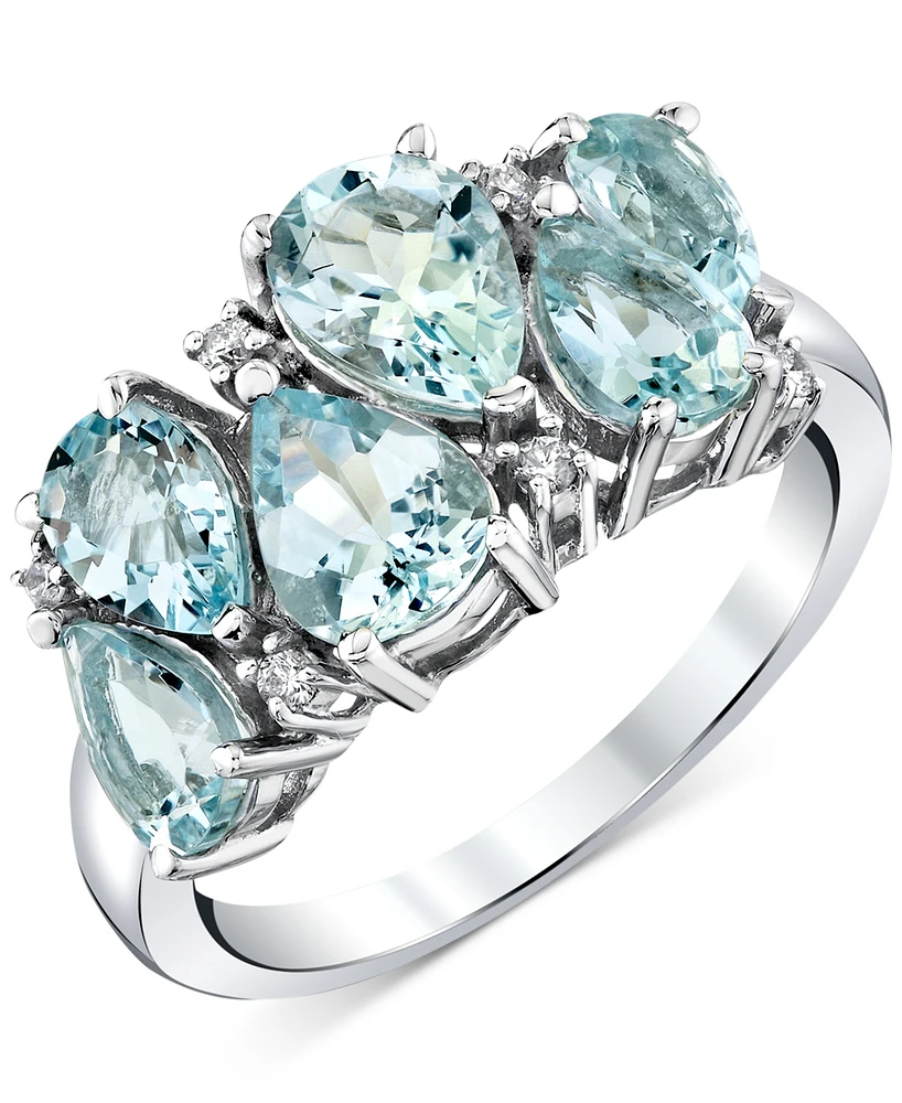 Aquamarine (2-3/4 ct. t.w.) & Diamond Accent Pear Cluster Ring in 10k White Gold
