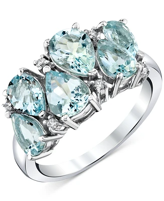 Aquamarine (2-3/4 ct. t.w.) & Diamond Accent Pear Cluster Ring in 10k White Gold
