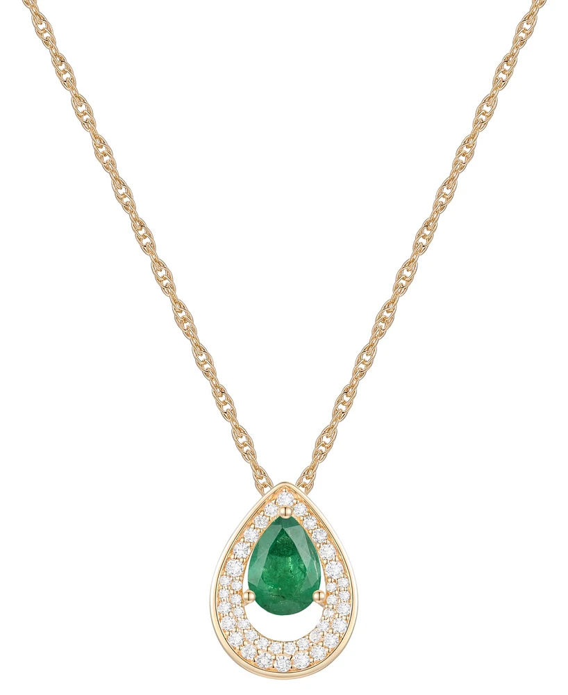 Macy's Sapphire (7/8 ct. t.w.) & Diamond (1/5 Pear Pendant 18" Necklace 14k White Gold (Available Ruby Emerald)