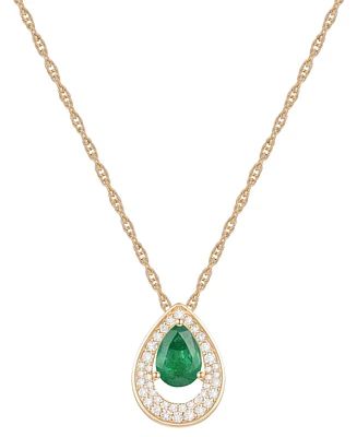 Macy's Sapphire (7/8 ct. t.w.) & Diamond (1/5 Pear Pendant 18" Necklace 14k White Gold (Available Ruby Emerald)