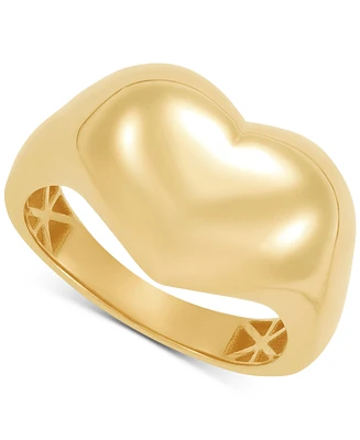 Polished Puffed Large Heart Statement Ring in 10k Gold