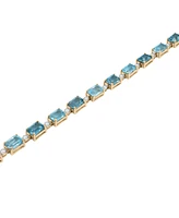 London Blue Topaz (2-1/3 ct. t.w.), Blue Topaz (1-3/4 ct. t.w.), & Diamond (1/3 ct. t.w.) Link Bracelet in 14k Gold