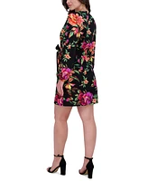 Siena Women's Floral Surplice V-Neck Long-Sleeve Dress