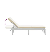 Sun Lounger with Cushion White 73.2"x23.6"x11.4" Pp