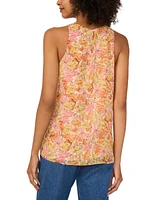 Vince Camuto Women's Floral-Print Pleat-Neck Sleeveless Top