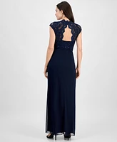 Connected Lace Column Gown