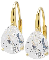 Macy's Lab Grown White Sapphire (5 ct. t.w.) Pear Drop Earrings in 14k Gold Over Sterling Silver