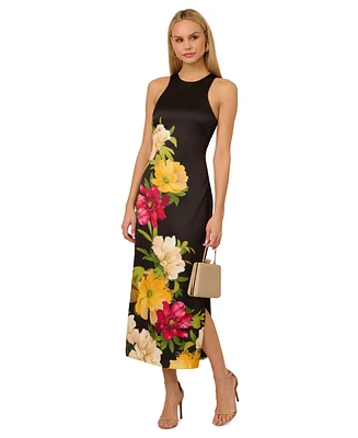 Adrianna by Papell Women's Printed Satin Sleeveless Midi Dress