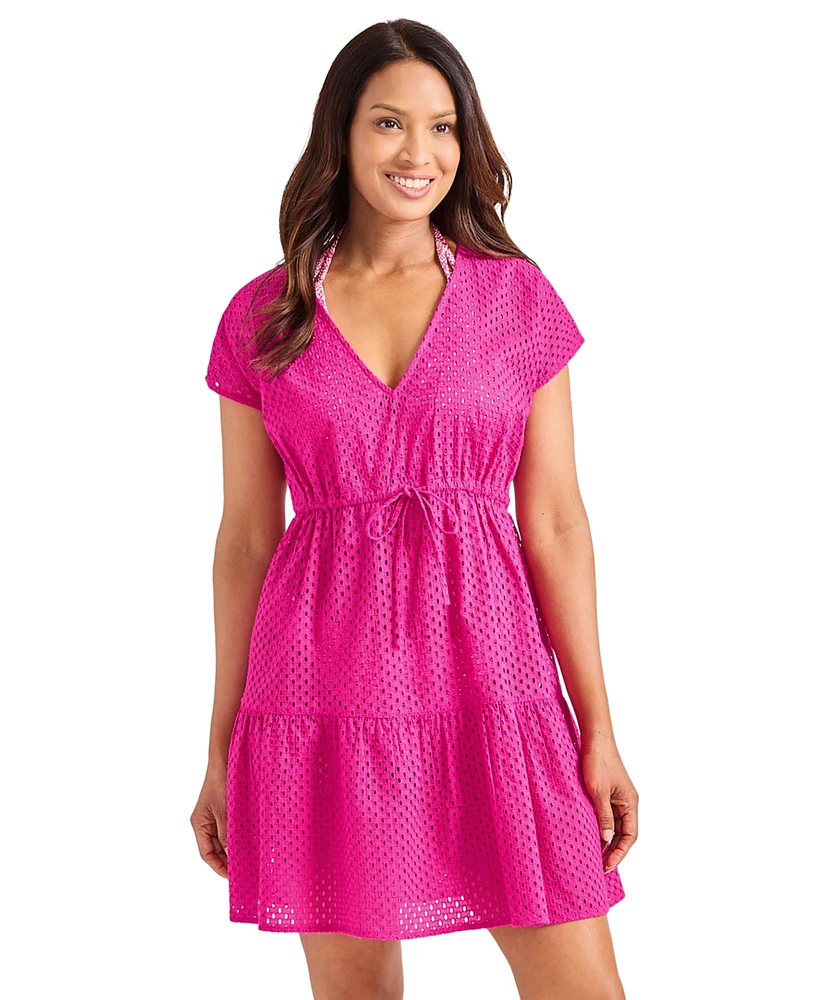 Tommy Bahama Women's Cotton V-Neck Mini Dress Cover-Up