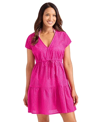 Tommy Bahama Women's Cotton V-Neck Mini Dress Cover-Up