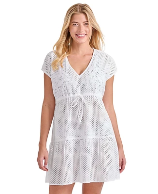 Tommy Bahama Women's Cotton V-Neck Mini Dress Cover-Up