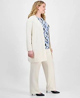 Ak Anne Klein Plus Size Open Front Cardigan Printed Tulip Sleeve Top Cool Crepe Pull On Pants