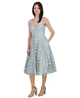 Eliza J Women's Butterfly Floral Embellished Fit & Flare Dress