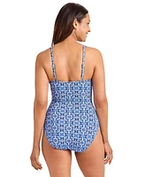 Tommy Bahama Women's Printed Tie-Front One-Piece Swimsuit