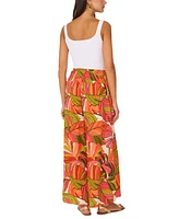 Vince Camuto Women's Printed Smocked Waist Wide-Leg Pants