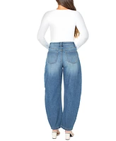 Celebrity Pink Juniors' High-Rise Barrel-Leg Jeans