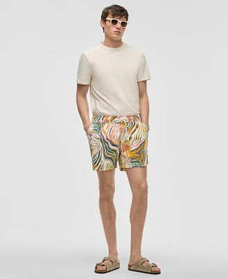 Mode of One Men's Retro Wave Regular-Fit Printed Swim Trunks, Exclusively at Macy's