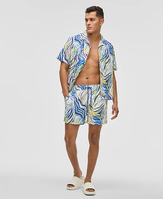 Mode of One Men's Retro Wave Regular-Fit Printed Swim Trunks, Exclusively at Macy's