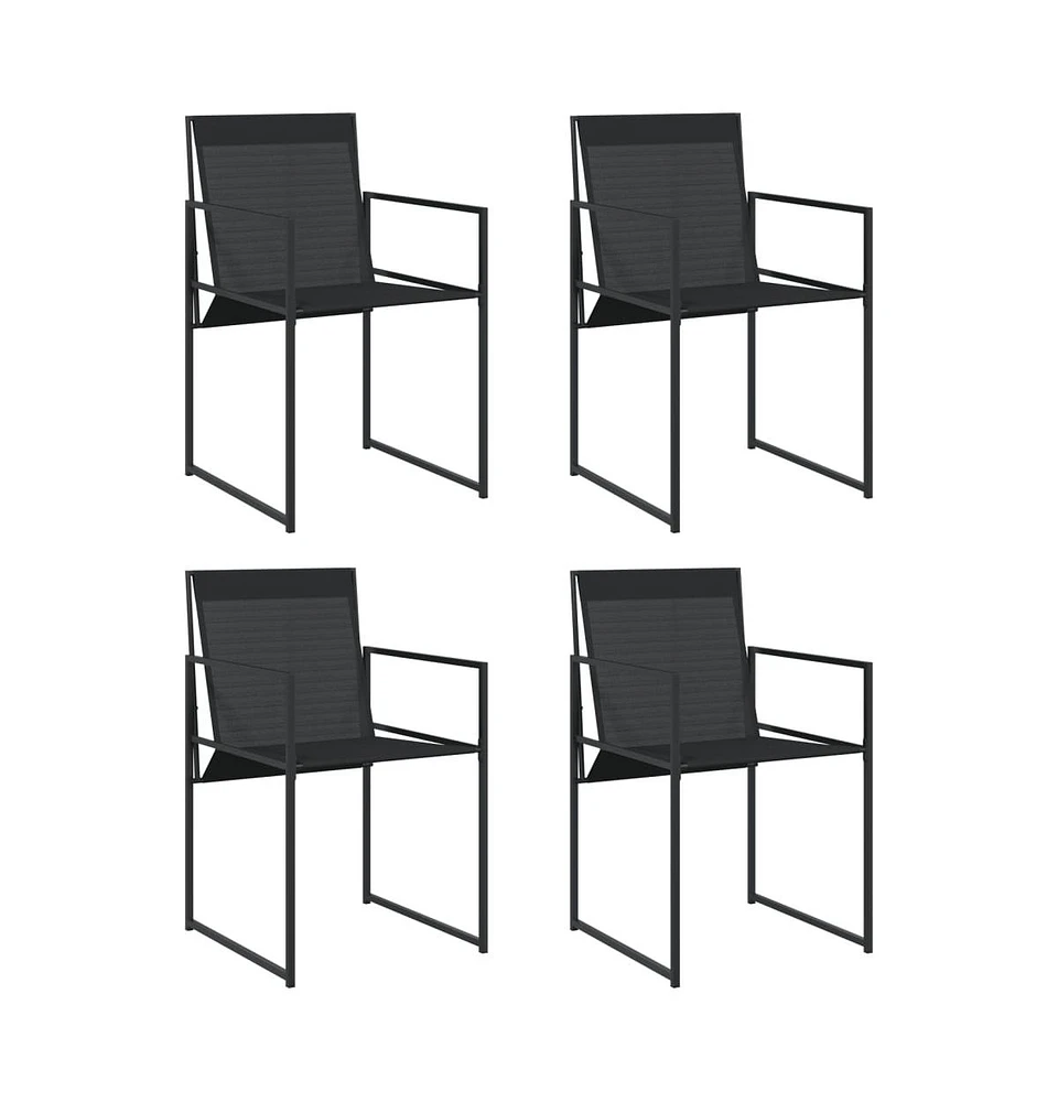 Patio Chairs 4 pcs Black Steel and Textilene