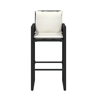 Patio Bar Stools with Cushions 2 pcs Poly Rattan