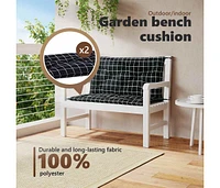 Garden Bench Cushions 2pcs Black Check Pattern 39.4"x19.7"x2.8" Fabric