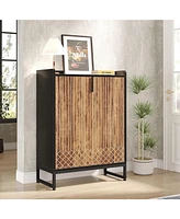 Tribesigns Shoe Cabinet with Doors, 5 Tiers Storage for Entryway, 25 Pairs Wooden Cabinets, Modern Organizer Living