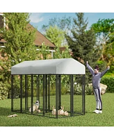 PawHut Outdoor Dog Kennel with Two-Room Design, 7.8' x 4.1' x 6'