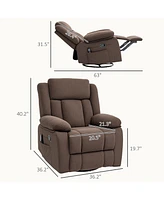 Homcom Massage Recliner Chair with Heat, Swivel Rocker with Footrest,