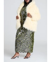 Eloquii Plus Textural Faux Fur Coat