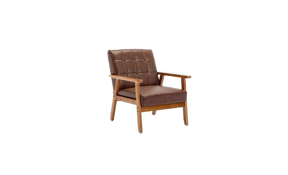 Slickblue Leisure Chair with Solid Wood Armrests and Feet for Comfortable Stylish Seating