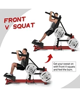 Er Kang Hack Squat Machine with Band Pegs, V Squat Machine with Adjustable Footboard, Plate Loaded Lower Body Special Leg Machine fit 2” Plate,