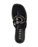 Guess Women's Saima G Cutout Rhinestone Embellished Thong Flat Sandals