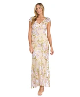 R & M Richards Women's Embroidered Empire-Waist Gown