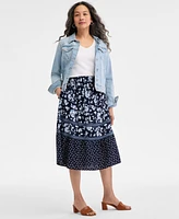 Style & Co Petite Pull-On Printed Tiered Skirt, Exclusively at Macy's