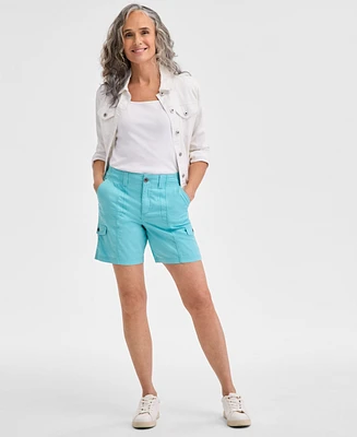 Style & Co Women's Comfort-Waist Cargo Shorts, Regular Petite, Created for Macy's