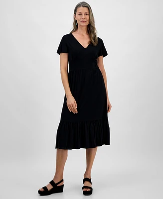 Style & Co Women's Printed Flutter-Sleeve Knit Midi Dress, Exclusively at Macy's