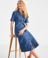 Style & Co Women's Short-Sleeve Denim Shirtdress, Exclusively at Macy's