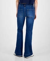 Madden Girl Juniors' High-Rise Front Seam Flare-Leg Jeans