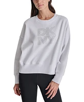 Dkny Sport Women's Studded Logo Fleece Crewneck Sweatshirt